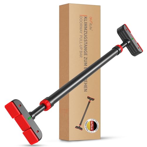 DH FitLife Klimmzugstange Türrahmen ohne Schrauben | Pull up bar Doorway zum Eindrehen | Türreck für Krafttraining | Reckstange für Tür 72-92cm | Mit Wasserwaage von DH FitLife