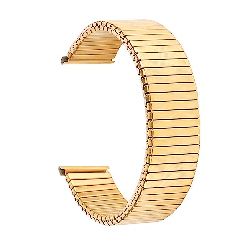 DHAEY 12/14/16/18/20mm Metall Elastisches Uhrenarmband Stretch Edelstahl Uhrenarmband Männer Frauen Armband Zubehör Uhrenarmband Edelstahl (Color : Gold, Size : 18mm) von DHAEY
