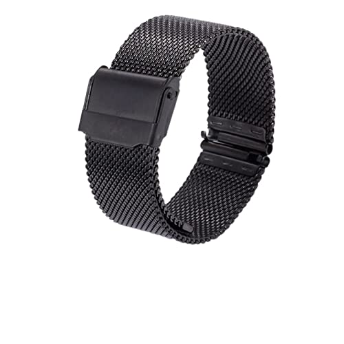 DHAEY 14-24mm Uhr Stahlband Mesh Strap Schnellverschluss Uhrenarmband Metall Ersatz Universal Edelstahl Armband Zubehör Uhrenarmband Edelstahl (Color : Black, Size : 19mm) von DHAEY
