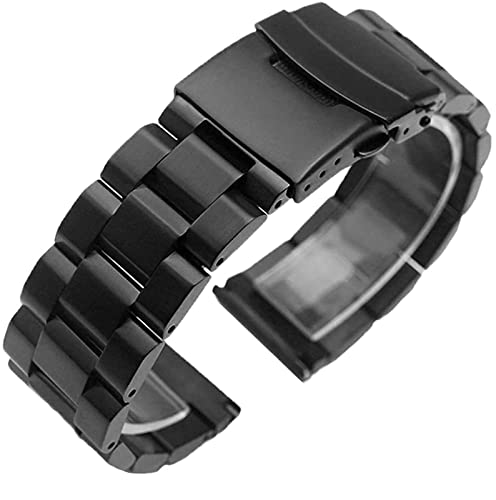 DHAEY 18mm 19mm 20mm 21mm 22mm 23mm 24mm Universelles massives Edelstahl-Uhrenarmband Metall-Armband Link-Armband-Bügel-Zubehör Uhrenarmband Edelstahl (Color : Black, Size : 19mm) von DHAEY