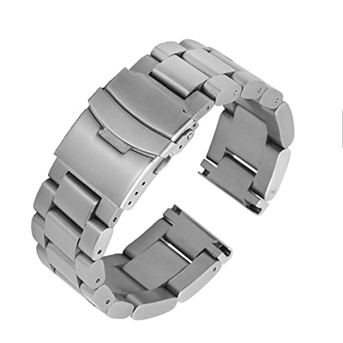 DHAEY 22mm 24mm 26mm Universal Herren Metall Uhrenarmband Armband Armband Solide Verdickung Edelstahl Uhrenarmbänder Silber Uhrenarmband Edelstahl (Color : Silver, Size : 26mm) von DHAEY