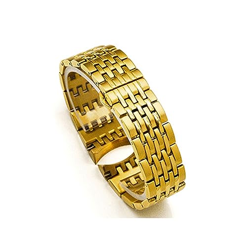 DHAEY Edelstahl Uhrenarmband, Edelstahl-Armband for Armband mit gebogenem Ende, Uhrenkette, 22 mm (Color : Gold, Size : 22mm) von DHAEY