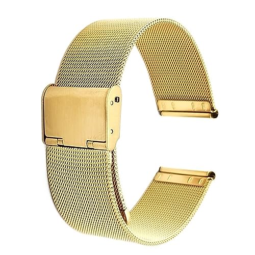 Edelstahl Uhrenarmband, 10/12/14/16/18/20/22/24 mm Herren Damen Universal Edelstahl Metallband Ersatzarmband (Color : Gold, Size : 12mm) von DHAEY