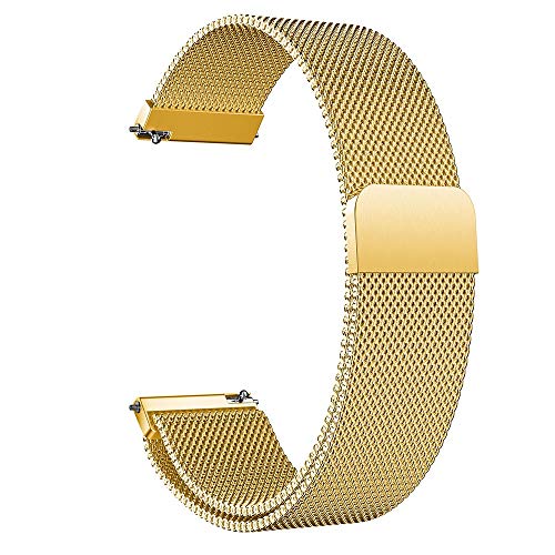DHDHWL Uhrenarmband aus Edelstahl mit Schnellverschlussstiften – Metallgewebe – S61 – Breiten: 14 mm, 16 mm, 18 mm, 20 mm, 22 mm, 24 mm, gold, 16 mm von DHDHWL