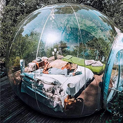 DHJKCBH Aufblasbares Blasenzelt, transparentes Sternenhimmel-Blasenhaus im Freien, regensicheres und winddichtes Camping-Zelt ohne Privatsphäre, mit Gebläse, 5 m von DHJKCBH