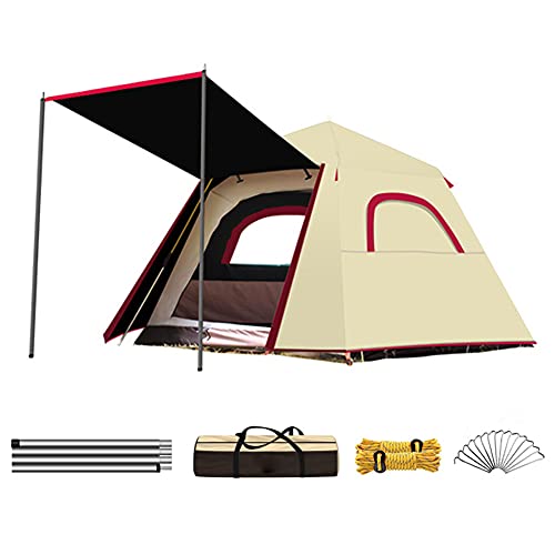 Pop-Up-Zelte für Camping, 3–4 Personen, doppellagig, wasserdicht, automatisches Sofortzelt, tragbares Cabana-Strandzelt für Outdoor-Wanderungen von DHJKCBH