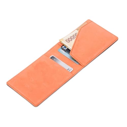 DIGJOBK Brieftasche Damen New Leather Money Clips Wallet Multifunctional Thin Man Card Purses Women Metal Clamp for Money Cash Holder (Color : Orange) von DIGJOBK