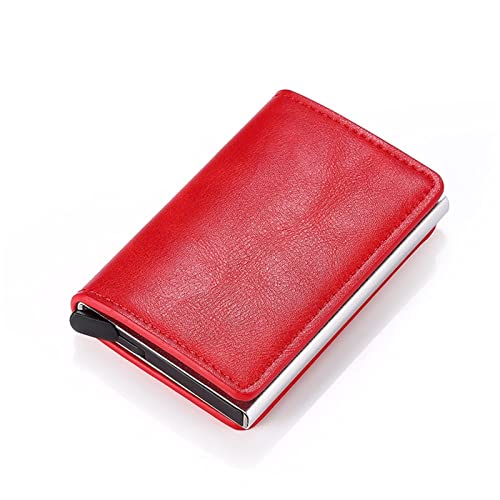 DIGJOBK Brieftasche Damen Customized Smart Men Wallet Business Card Holder Wallet Aluminum Metal Case Box Mini Credit Card Wallet Purse (Color : Red) von DIGJOBK