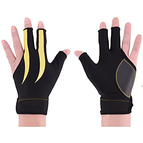 DIGJOBK Kletterhandschuhe Atmungsaktive, hochelastische, rutschfeste, verschleißfeste, atmungsaktive Queue-Handschuhe, 3-Finger-Billardhandschuhe, Billard(Color:Yellow) von DIGJOBK