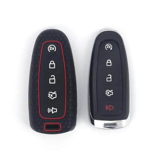 DINGYXIN Autoschlüsseletui, für Ford Edge 5-Tasten-Smartcard-Fernbedienung, Silikon-Schlüsselhülle, Schlüsselanhänger-Schlüsselhülle von DINGYXIN