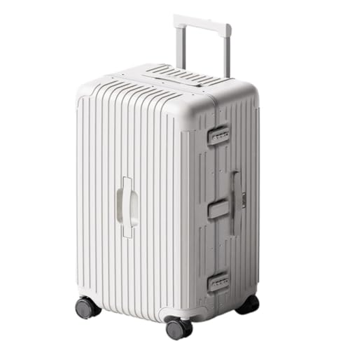 DINGYanK Koffer Gepäck, verdickter und Stabiler Aluminiumrahmen-Koffer, Herren- und Damen-Trolley, codierter Lederkoffer Suitcase (Color : White, Size : 20in) von DINGYanK