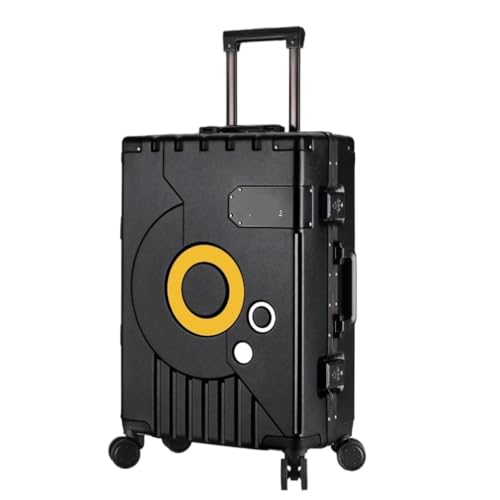 DINGYanK Koffer Herren- und Damenkoffer, Ins-Trolley-Koffer, Universal-Rad-Boarding-Koffer, Gepäck, Passwort, Ledertasche Suitcase (Color : Black, Size : 24in) von DINGYanK