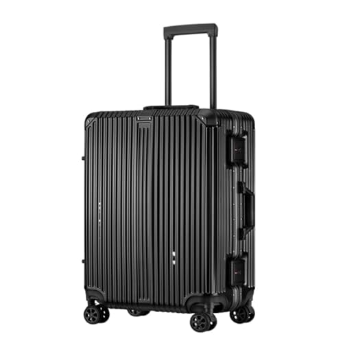 DINGYanK Koffer Hochwertiger Trolley-Koffer Mit Aluminiumrahmen, 20/24/28-Zoll-Boarding-Koffer, Internet-Promi-Koffer Suitcase (Color : Black, Size : 20in) von DINGYanK