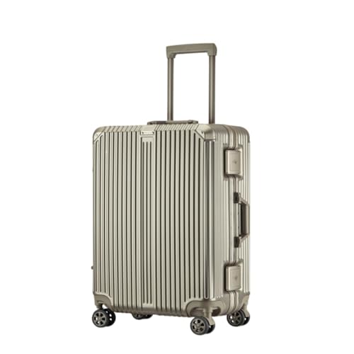 DINGYanK Koffer Hochwertiger Trolley-Koffer Mit Aluminiumrahmen, 20/24/28-Zoll-Boarding-Koffer, Internet-Promi-Koffer Suitcase (Color : Gold, Size : 20in) von DINGYanK