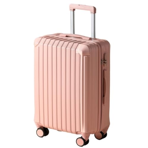 DINGYanK Koffer Koffer-Trolley, robust und langlebig, verdickter Koffer, Passwort-Ledertasche, Universalräder Suitcase (Color : Pink, Size : 24in) von DINGYanK