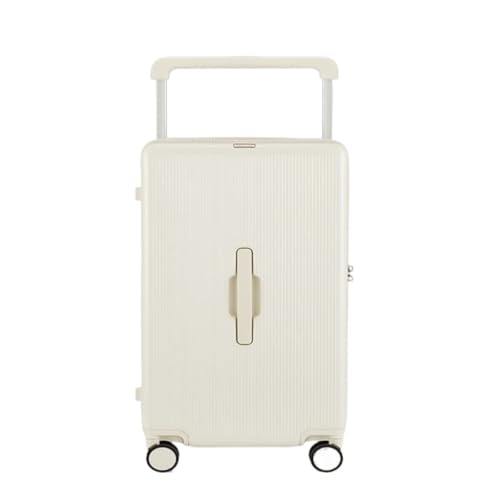 DINGYanK Koffer Koffer-Trolley, robust und langlebig, verdickter Koffer, Passwort-Ledertasche, Universalräder Suitcase (Color : White, Size : 26in) von DINGYanK