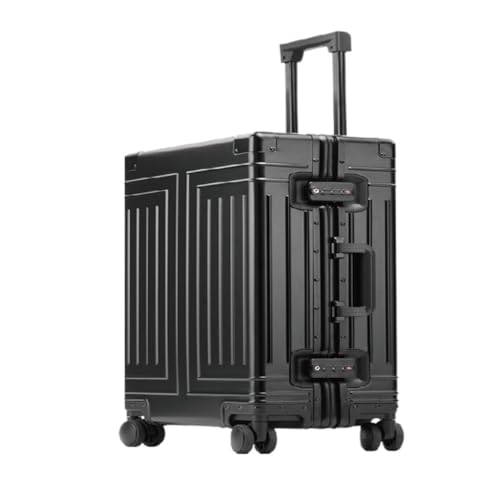 DINGYanK Koffer Vollaluminium-Magnesiumlegierungs-Metallkoffer, Trolley-Koffer, Hartschalenkoffer, Gepäck-Check-in-Koffer for Herren Und Damen Suitcase (Color : Black, Size : 28in) von DINGYanK