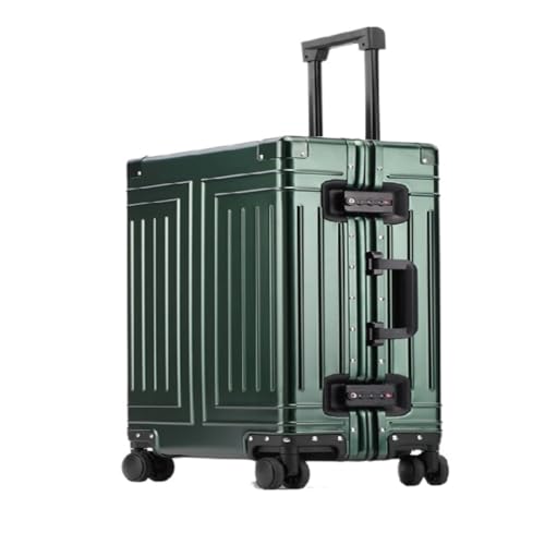DINGYanK Koffer Vollaluminium-Magnesiumlegierungs-Metallkoffer, Trolley-Koffer, Hartschalenkoffer, Gepäck-Check-in-Koffer for Herren Und Damen Suitcase (Color : Green, Size : 28in) von DINGYanK