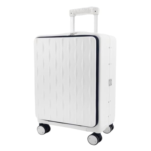 DINGYanK Koffer mit Frontöffnung, leiser Universal-Rad Boarding-Koffer, 61 cm Trolley, Passwortschloss, Koffer, Koffer, weiß, 18in von DINGYanK
