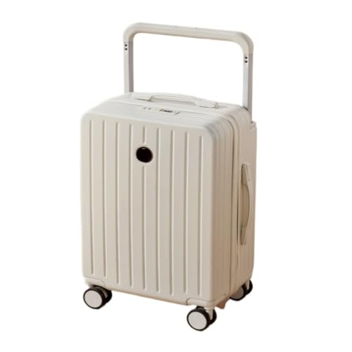 DINGYanL Trolley-Koffer Breites Trolley-Gepäck for Herren und Damen, 20-Zoll-Boarding-Koffer, Neue geräuschlose Universal-Radgepäck-Codebox Reisekoffer (Color : White, Size : 20in) von DINGYanL
