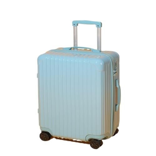 DINGYanL Trolley-Koffer Flacher Passwort-Koffer, 20-Zoll-Boarding-Koffer, Universal-Rollen-Trolley-Koffer, Bonbonfarbener Koffer Reisekoffer (Color : Blue, Size : 20in) von DINGYanL