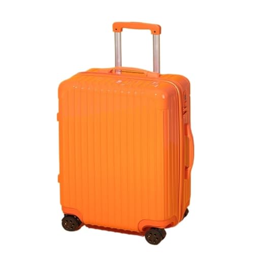 DINGYanL Trolley-Koffer Flacher Passwort-Koffer, 20-Zoll-Boarding-Koffer, Universal-Rollen-Trolley-Koffer, Bonbonfarbener Koffer Reisekoffer (Color : Orange, Size : 20in) von DINGYanL