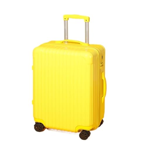 DINGYanL Trolley-Koffer Flacher Passwort-Koffer, 20-Zoll-Boarding-Koffer, Universal-Rollen-Trolley-Koffer, Bonbonfarbener Koffer Reisekoffer (Color : Yellow, Size : 20in) von DINGYanL