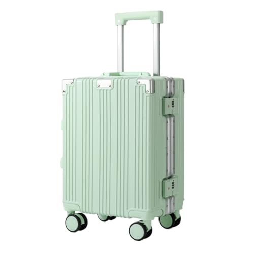 DINGYanL Trolley-Koffer Neuer 18-Zoll-Aluminiumrahmen-Hartschalen-Boarding-Koffer for Herren und Damen, modischer Freizeit-Trolley Reisekoffer (Color : Green, Size : 18in) von DINGYanL