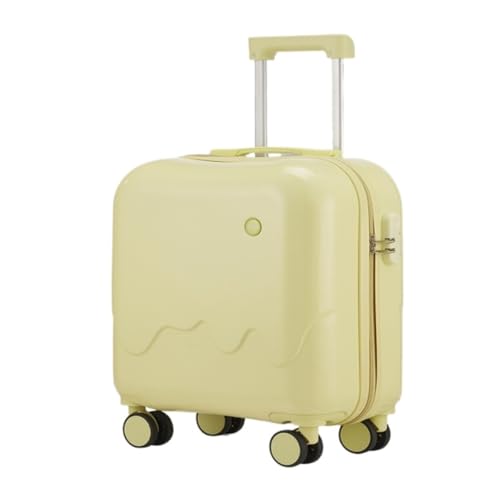 DINGYanL Trolley-Koffer Neuer Leichter Handgepäckkoffer, 20-Zoll-Multifunktionskoffer mit Getränkehalter, USB-Ladeanschluss Reisekoffer (Color : Yellow, Size : 18in) von DINGYanL