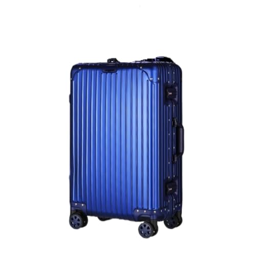 Trolley-Koffer Trolley-Koffer Aus Vollaluminium-Magnesiumlegierung, Geräuschloser Koffer Mit Drehbarem Rad, Robuster Und Langlebiger Passwort-Koffer Reisekoffer (Color : Blue, Size : 29in) von DINGYanL