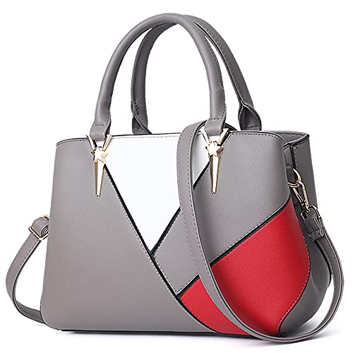 DIRRONA Damen Handtasche Mode Umhängetasche Groß Kapazität Zwanglos Schultertasche Wasserdicht PU Leder Reise Ferien Taschen Mode Shopper Tasche Einkaufstasche 4 Farbiges Patchwork Design von DIRRONA