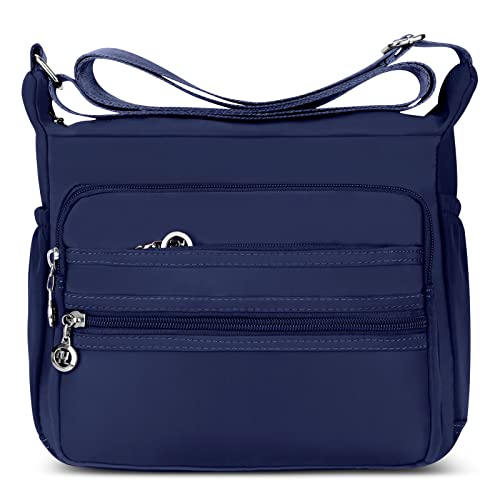 DIRRONA Damen Umhängetasche Casual Groß Kapazität Schultertasche Wasserdicht Damen Reise Arbeit Lässig Täglich Nylon Handtasche Multi Tasche Damen Messenger Bag 2 Größen Blau A von DIRRONA