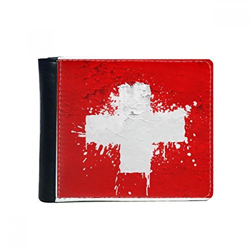 DIYthinker Schweiz Zusammenfassung Flagge Muster Flip Bifold-Leder-Mappen-Multifunktions-Karten-Geldbeutel-Geschenk Mehrfarbig von DIYthinker