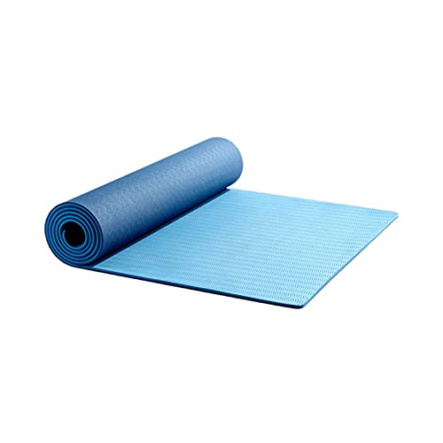DJDEFK Yogamatte TPE Yoga Matte 6mm Bodenübung Trainingsmatte Umweltgymnastik Fitness Gummimatten für Anfänger (Color : Blue) von DJDEFK