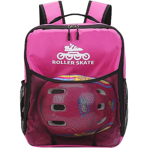 DJFOG Kinder-Schlittschuh-Tasche, Rollschuh-Tasche, Rollschuh-Rucksack, Schlittschuh-Inline-Skate-Aufbewahrungstasche, professionelle Rollschuh-Umhängetasche,Rosa,M von DJFOG