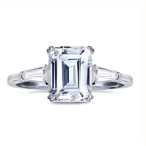 DJMJHG 100% 925 Sterling Silver 3 Carats Emerald Cut High Carbon Diamond Wedding Rings for Women Party Fine Jewelry Gift 5 von DJMJHG