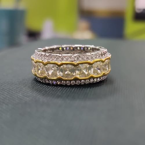 DJMJHG 100% 925 Sterling Silver 4×4mm Yellow High Carbon Diamond Rings for Women Wedding Party Fine Jewelry 5 von DJMJHG