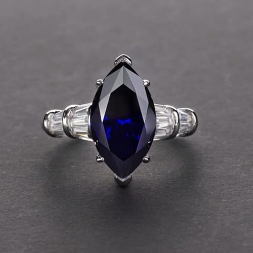 DJMJHG 100% 925 Sterling Silver 6 Carats Horse Eye Created Moissanite Topaz Sapphire Wedding Party Fine Jewelry Gifts 6 Blue von DJMJHG