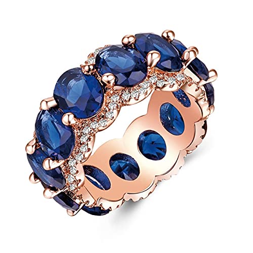 DJMJHG Charms Silver 925 Ring Plating Roségold Mode Female Fine Jewelry für Frauen Luxus Engagement Jubiläumsgeschenk 10 Blau von DJMJHG