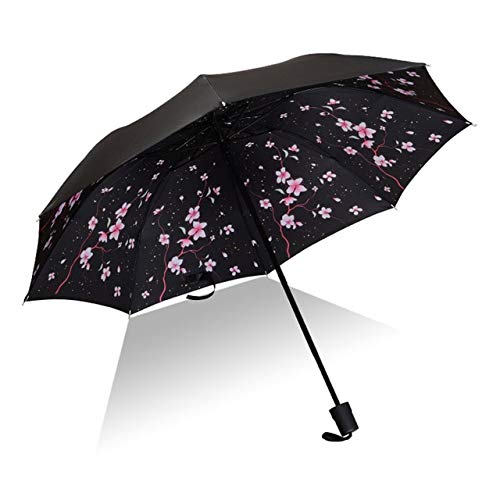 DJMJHG Schwarze Beschichtung Faltschirme Kirschblüten Blume Regenschirm für Frauen UV Schönes Regenschirm Geschenk YD200067MT7 von DJMJHG