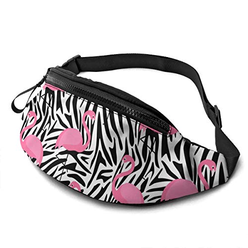Gürteltasche für Männer und Frauen, tropischer Zebra-Streifen, Flamingo, Hüfttasche mit Gürtel, verstellbare Umhängetasche, Umhängetasche, Brusttasche für Reisen, Wandern, Radfahren, Laufen von DJNGN