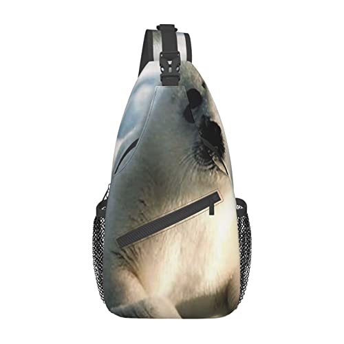 Harp Seal Pup Animal Sling-Rucksack, Brust-Umhängetasche, lässiger Tagesrucksack für Männer und Frauen von DJNGN
