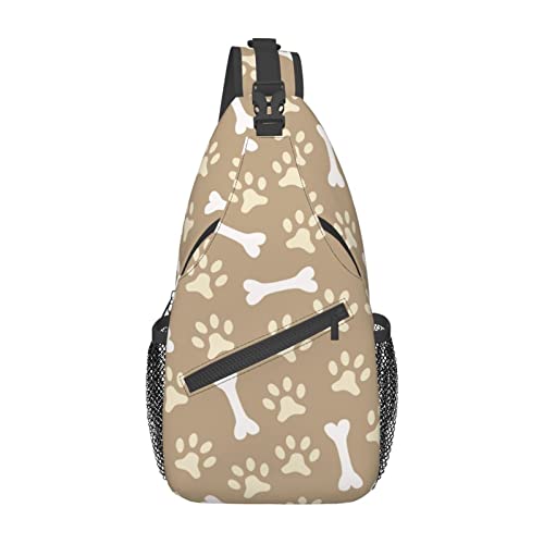 Hundepfoten-Druck, Knochen-Fußabdruck, kleine Umhängetasche für Damen und Herren, Umhängetasche, Rucksack, Reisen, Wandern, Tagesrucksack, Brust-Umhängetasche von DJNGN