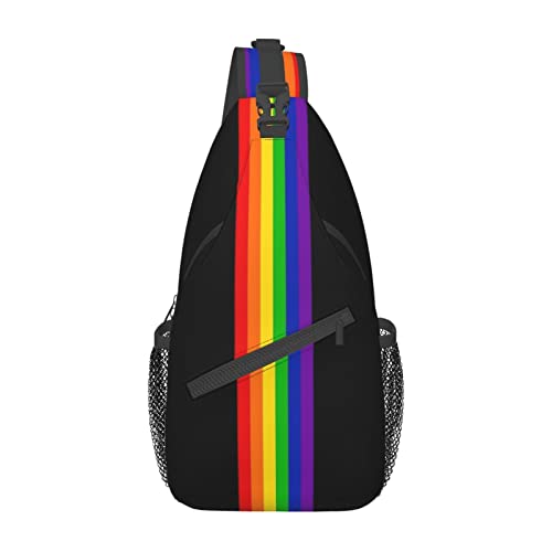 Lustige Regenbogen-LGBT-Gay-Pride-Umhängetasche für Damen und Herren, Umhängetasche, lässiger Wander-Tagesrucksack, Brust-Umhängetasche von DJNGN