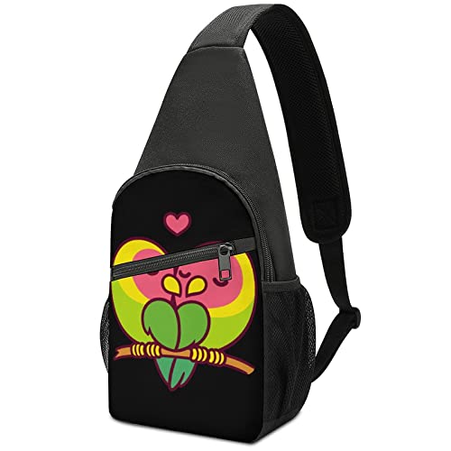 Papageien-Herz-Umhängerucksack, Schultertasche, leicht, mit einem Riemen, Schultertasche, Reisen, Wandern, Tagesrucksack von DJNGN