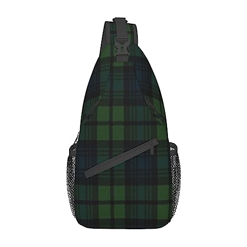 Schottischer Tartan-Karo-Sling-Rucksack, Reise-Umhängetasche, lässige Brust-Umhängetasche, modische Gürteltasche von DJNGN
