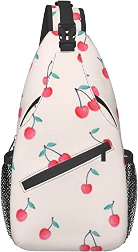Schultertasche, schöner süßer roter Kirschdruck-Umhängerucksack für lässige Damen und Herren von DJNGN