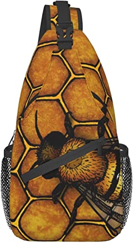 Sling Bag, Bee Honeybee Print Crossbody Sling Rucksack für lässige Schulter Damen und Herren von DJNGN