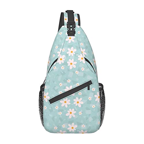 Umhängetasche mit Kamille, Gänseblümchen und Blumenblüten für Damen und Herren, Umhängetasche, Reisen, Wandern, Tagesrucksack, Schulter- und Brusttasche von DJNGN