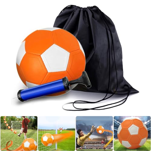 DKIIL NOIYB Curve Ball, Kinder Fußball, Kickerball Orange Curve and Swerve Fußball Ball mit Aufbewahrungstasche und Luftnadel, Geeignet für Fußballtraining von DKIIL NOIYB